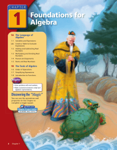Foundations for Algebra Chapter 1