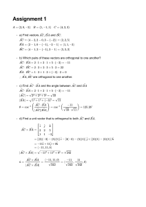 Vector Algebra Assignment: 3D Vectors, Orthogonality & Angles