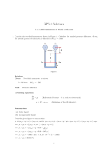 Fluid Mechanics Solutions: Manometer & Hydrostatic Pressure Problems