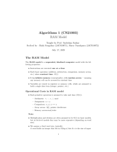 Algorithms 1: RAM Model, Complexity, and Sorting Techniques