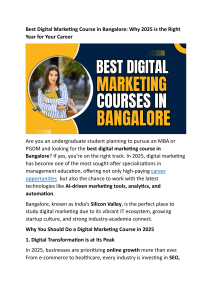 Best Digital Marketing Course in Bangalore