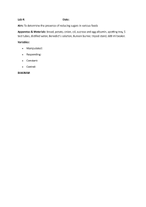 Reducing Sugars Lab Report: Benedict's Test on Foods