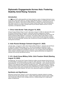 Asia Diplomacy: Stability Amid Tensions - China, India, US, Russia