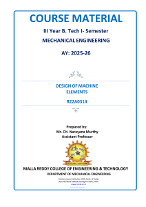 Design of Machine Elements Course Material | MRCET B.Tech 2025-26