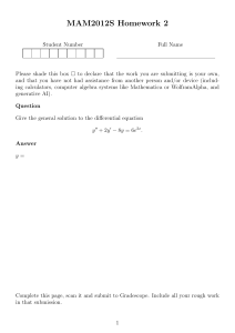 MAM2012S Differential Equations Homework