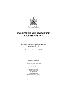 Alberta Engineering & Geoscience Professions Act 2012 - E-11