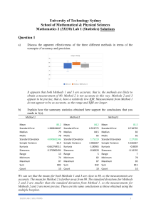 UTS Mathematics 2 Lab 1 Statistics Solutions - Accuracy & Precision