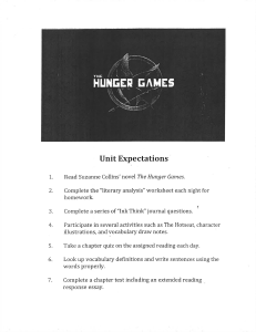 The Hunger Games Unit Expectations: Literature Study Guide