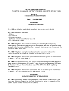 Philippine Civil Code: Obligations & Contracts (Arts. 1156-1178)