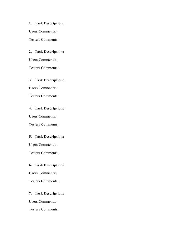 Usit Log Example Usability Testing Log Template: User & Tester Comments