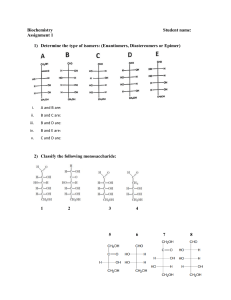 Biochemistry Assignment 1: Isomers & Monosaccharide Classification