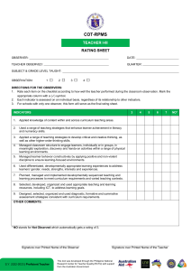 COT-RPMS Teacher Performance Rating Sheet 2022-2023