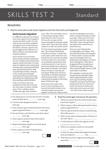 Skills Test 2: Early Human Migration Reading Comprehension