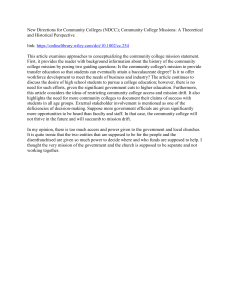 Community College Missions: History, Challenges, & Future Directions