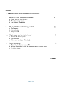 Materials Science Assessment: Properties of Metals, Cement & Processes