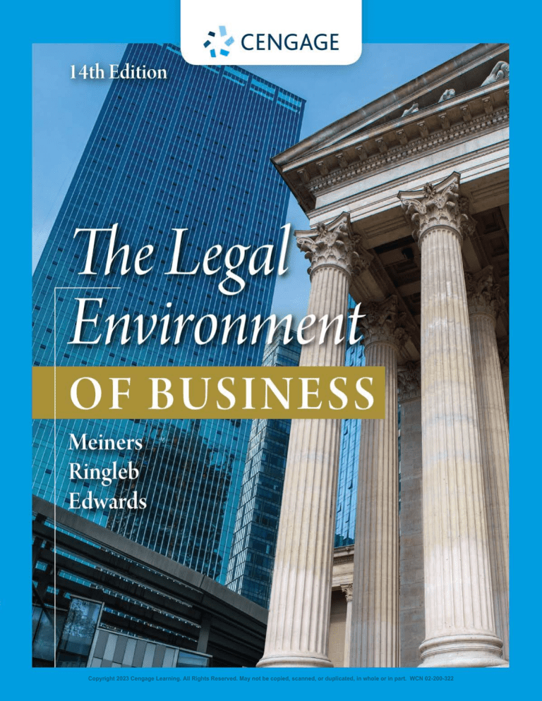 The Legal Environment of Business 14th Edition - Meiners