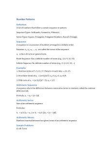 Number Patterns: Arithmetic Sequences & Series Study Guide