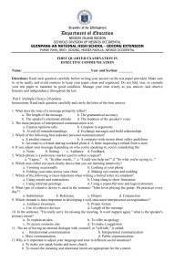 Effective Communication First Quarter Exam - High School