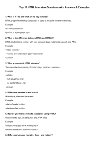 Top 15 HTML Interview Questions & Answers with Examples