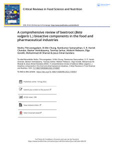 Beetroot (Beta vulgaris L.) Bioactive Components: Food & Pharma Review