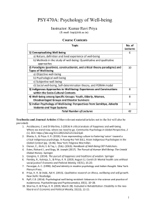 PSY470A: Psychology of Well-being Course Syllabus - IIT Kanpur