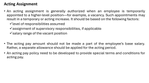 Acting Assignment Policy: Guidelines for Temporary Higher-Level Roles