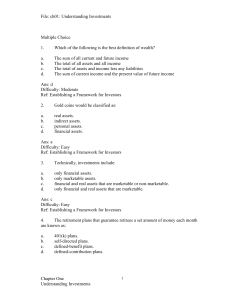 Understanding Investments: Multiple Choice & True/False Questions