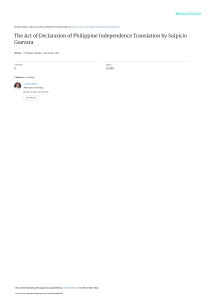 Philippine Independence Declaration Translation by Sulpicio Guevara