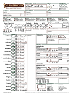 Pathfinder Character Sheet: Miko Prowlstride Rogue Stats & Abilities