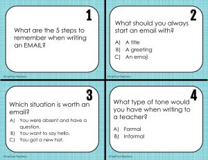 Email Etiquette Task Cards for Students: Writing & Communication Skills