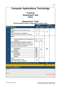 Computer Applications Technology PAT Assessment Tools & Rubric