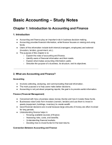 Accounting & Finance Introduction: Roles, Users, Objectives