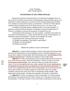 Thomas Aquinas: The Existence of God - Suma Theologica Analysis