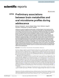 Brain Metabolites & Oral Microbiome in Adolescence: Preliminary Study