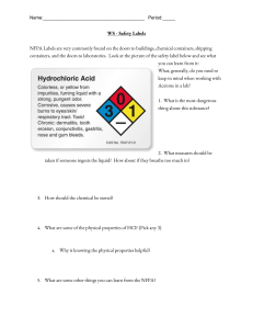 Lab Safety Worksheet: Understanding NFPA & MSDS Labels