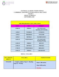 Glendale Academy Grade X Mock-1 Test Schedule & Syllabus Sep 2025