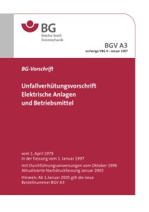 BGV A3 Unfallverh&uuml;tungsvorschrift Elektrische Anlagen und Betriebsmittel (a01-2009 01)