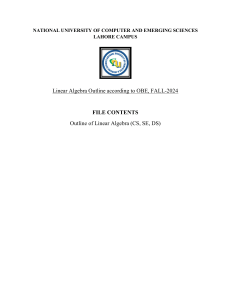 Linear Algebra Course Outline - NUCES Lahore Campus, Fall 2024