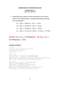 Mechanics of Machines: Dynamic Balancing Tutorial & Solutions