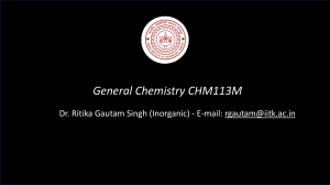 General Chemistry CHM113M: Inorganic & Organic Course Outline - IIT Kanpur