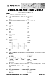 Logical Reasoning MDCAT Test - Unit 1: Letters & Symbol Series