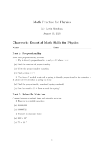 Physics Math Skills Practice: Proportionality, Equations, Area, Volume