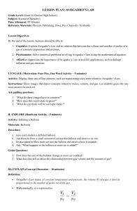High School Chemistry: Avogadro's Law Lesson Plan & Problems