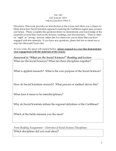 SSC 100: Social Science Inquiry Questions - Week A (Fall 2021)