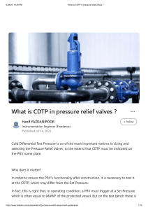 Cold Differential Test Pressure (CDTP) in PRVs Explained