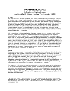 Dignitatis Humanae: Vatican Declaration on Religious Freedom (1965)