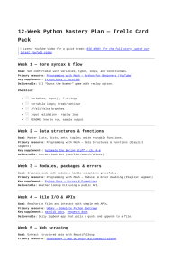 12‑Week Python Mastery Plan — Trello Card Pack