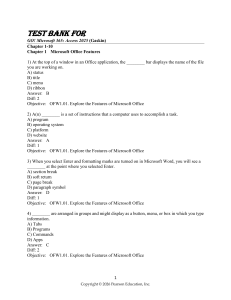 Microsoft Office Features Test Bank | GO! Microsoft 365 Access 2025