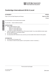 Cambridge AS & A Level Economics 9708/22 Exam Paper 2024
