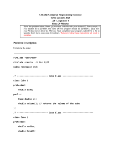 C++ Programming Lab: Cube, Cone, Shape Classes